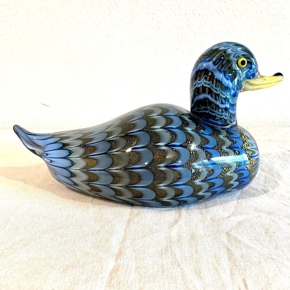 VINTAGE MURANO ART GLASS DUCK FIGURINE 10”